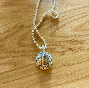 Scale Letter Pendant with 14k gold letter
