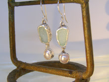 Sea Foam Blue Sea Glass and pearls