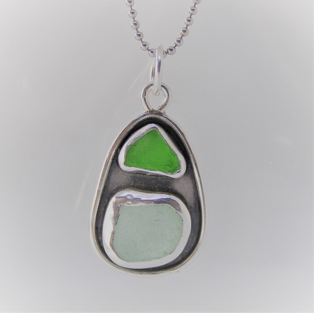 Double Sea Glass Pendant