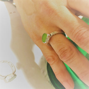 Green Apple Sea Glass Solitaire