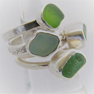 Green Apple Sea Glass Solitaire