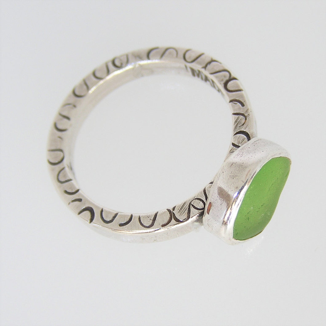 Green Apple Sea Glass Solitaire