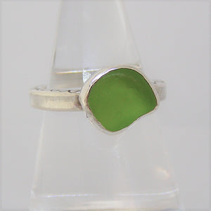 Green Apple Sea Glass Solitaire