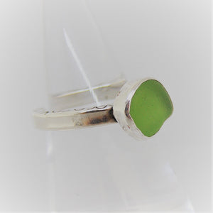 Green Apple Sea Glass Solitaire