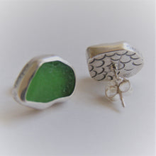 Sea Glass Studs- emerald
