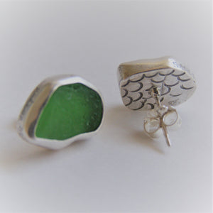 Sea Glass Studs- emerald