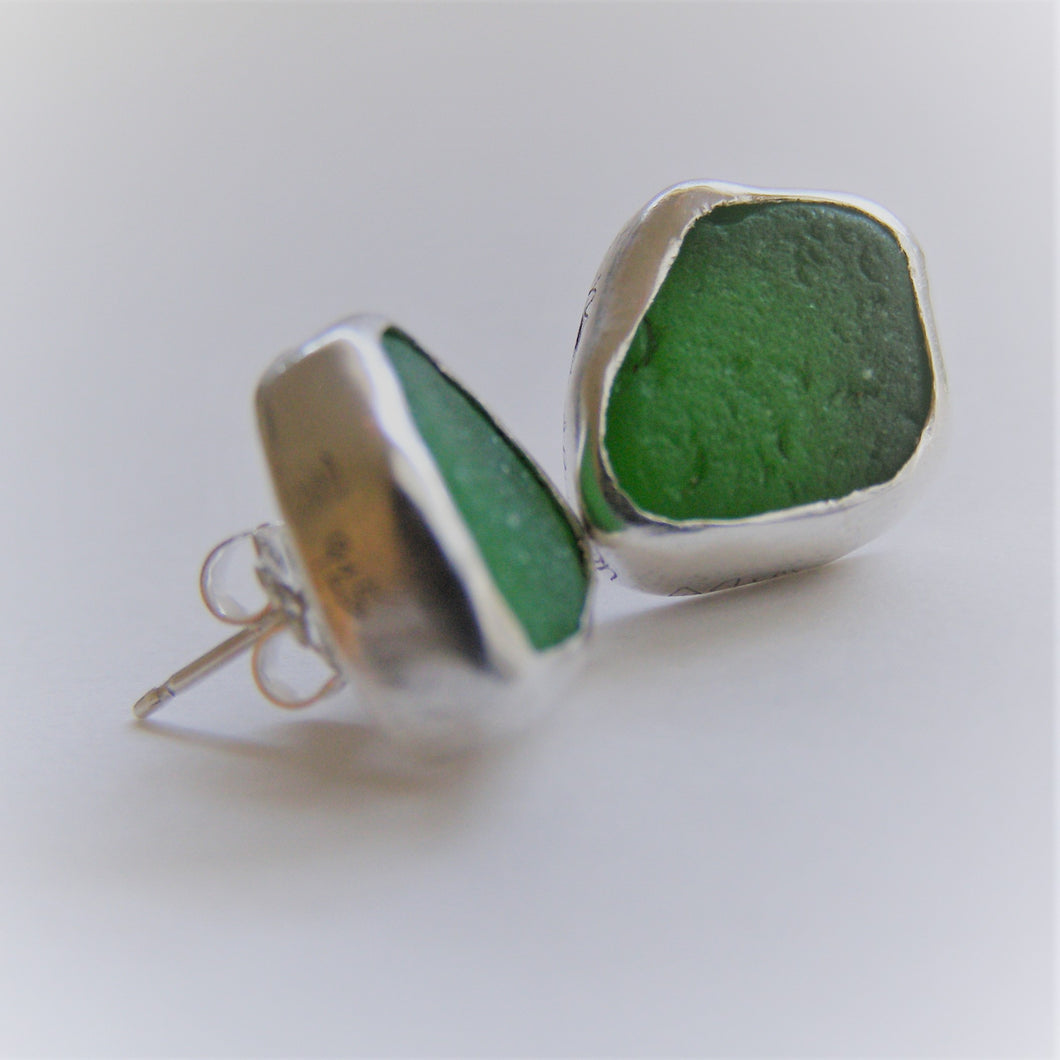 Sea Glass Studs- emerald version 2.0