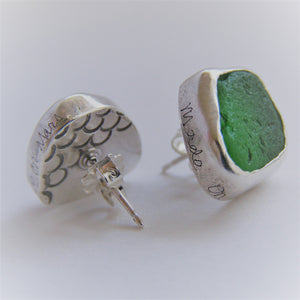 Sea Glass Studs- emerald version 2.0