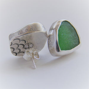 Sea Glass Studs- emerald version 2.0