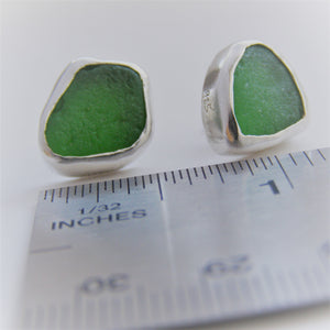 Sea Glass Studs- emerald version 2.0