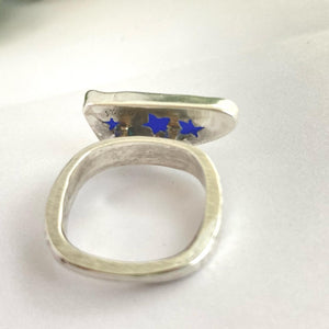 Up and away Sea glass ring-cobalt